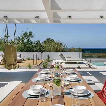 Villa New Beachfront Mesogaia With Heated Pool, Jacuzzi & Playroom, 60m From The